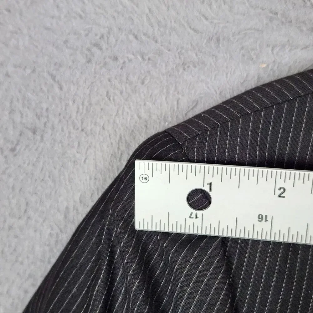 Billy London Suit Jacket Mens 42R Black Pinstripe Polyester Rayon 4 Button